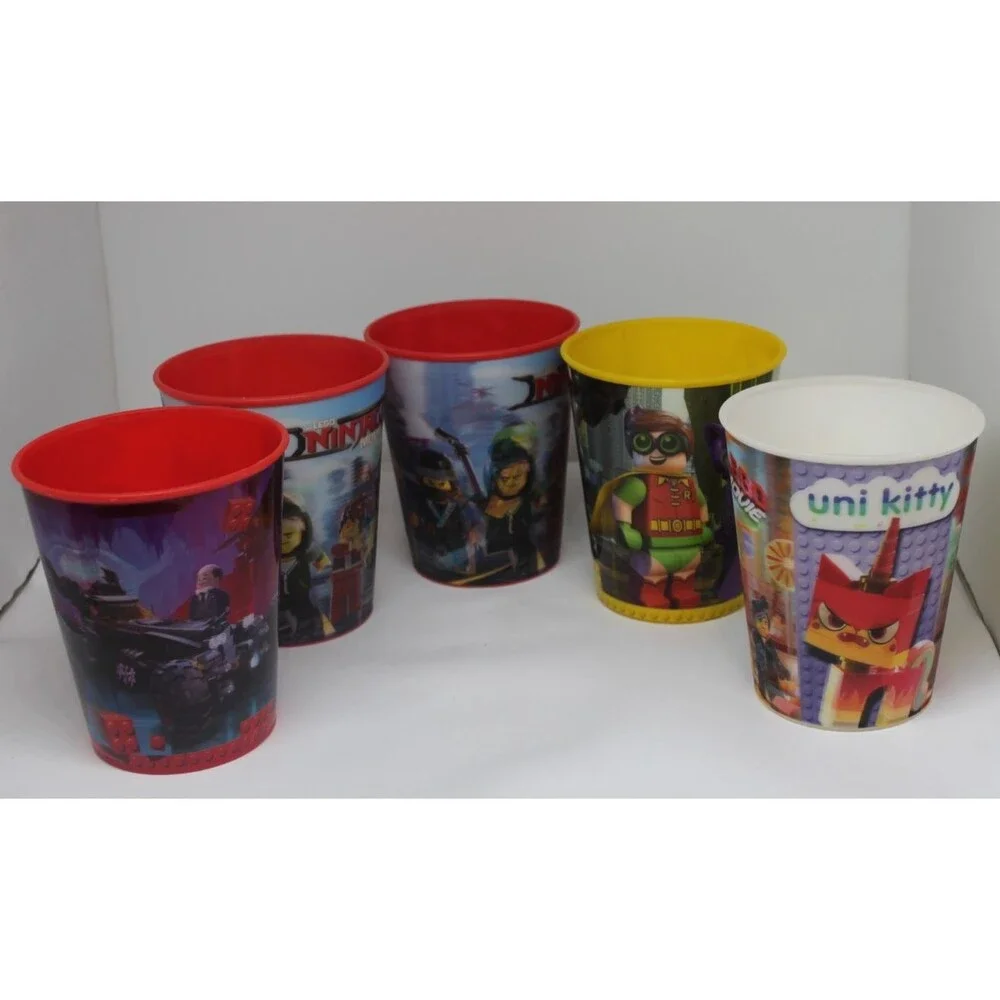 McDonald’s Lego Movie Holographic Cups 2013 Lot of 5 Ninjago, Batman, Uni kitty